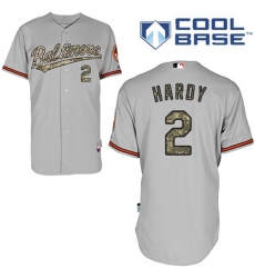 Men's Majestic Baltimore Orioles #2 J.J. Hardy Authentic Grey USMC Cool Base MLB Jersey