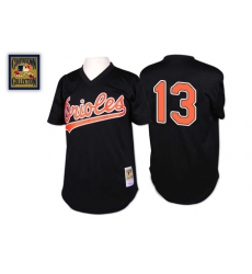 Men's Mitchell and Ness Baltimore Orioles #13 Manny Machado Authentic Black Throwback MLB Jersey