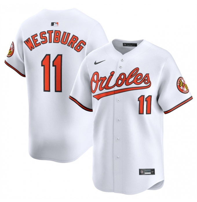 Men's Baltimore Orioles #11 Jordan Westburg White 2025 Home Limited Cool Base Stitched Baseball Jersey