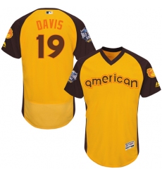 Men's Majestic Baltimore Orioles #19 Chris Davis Yellow 2016 All-Star American League BP Authentic Collection Flex Base MLB Jersey