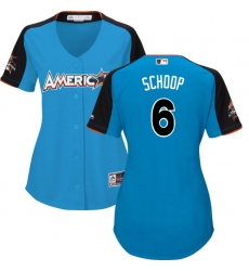 Women's Majestic Baltimore Orioles #6 Jonathan Schoop Replica Blue American League 2017 MLB All-Star MLB Jersey