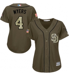 Women's Majestic San Diego Padres #4 Wil Myers Authentic Green Salute to Service Cool Base MLB Jersey