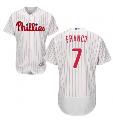 Men's Majestic Philadelphia Phillies #7 Maikel Franco White Home Flex Base Authentic Collection MLB Jersey