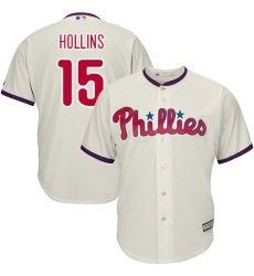 Youth Majestic Philadelphia Phillies #15 Dave Hollins Authentic Cream Alternate Cool Base MLB Jersey