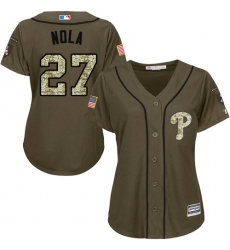 Women's Majestic Philadelphia Phillies #27 Aaron Nola Authentic Green Salute to Service MLB Jersey