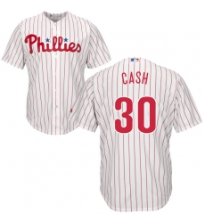 Youth Majestic Philadelphia Phillies #30 Dave Cash Authentic White/Red Strip Home Cool Base MLB Jersey