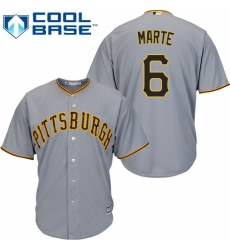 Youth Majestic Pittsburgh Pirates #6 Starling Marte Authentic Grey Road Cool Base MLB Jersey