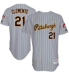 Men's Majestic Pittsburgh Pirates #21 Roberto Clemente Replica Grey 1997 Turn Back The Clock MLB Jersey