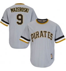 Men's Majestic Pittsburgh Pirates #9 Bill Mazeroski Replica Grey Cooperstown Throwback MLB Jersey