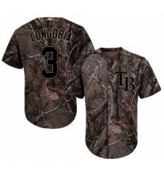Men's Majestic Tampa Bay Rays #3 Evan Longoria Authentic Camo Realtree Collection Flex Base MLB Jersey