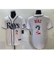 Men's Tampa Bay Rays #2 Yandy Díaz White 2026 USA 250 Fourth of July Home Stitched Baseball Jersey