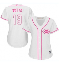 Women's Majestic Cincinnati Reds #19 Joey Votto Authentic White Fashion Cool Base MLB Jersey