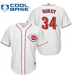 Youth Majestic Cincinnati Reds #34 Homer Bailey Replica White Home Cool Base MLB Jersey