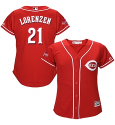 Women's Majestic Cincinnati Reds #21 Michael Lorenzen Authentic Red Alternate Cool Base MLB Jersey