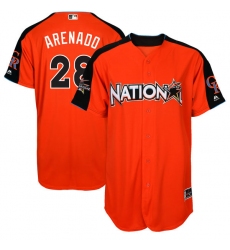 Men's Majestic Colorado Rockies #28 Nolan Arenado Authentic Orange National League 2017 MLB All-Star MLB Jersey