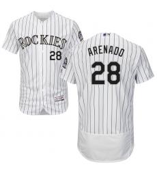 Men's Majestic Colorado Rockies #28 Nolan Arenado White Home Flex Base Authentic Collection MLB Jersey