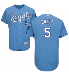 Men's Majestic Kansas City Royals #5 George Brett Light Blue Alternate Flex Base Authentic Collection MLB Jersey