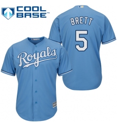 Youth Majestic Kansas City Royals #5 George Brett Authentic Light Blue Alternate 1 Cool Base MLB Jersey