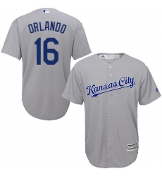Youth Majestic Kansas City Royals #16 Paulo Orlando Authentic Grey Road Cool Base MLB Jersey