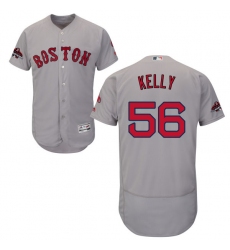 Men's Majestic Boston Red Sox #56 Joe Kelly Grey Road Flex Base Authentic Collection 2018 World Series Champions MLB Jersey