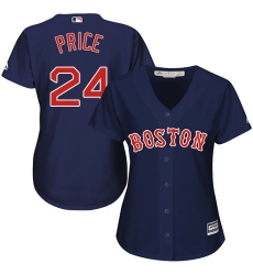Women's Majestic Boston Red Sox #24 David Price Authentic Navy Blue Alternate Road MLB Jersey