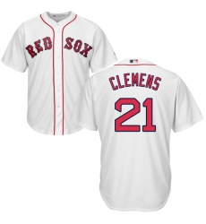 Men's Majestic Boston Red Sox #21 Roger Clemens Replica White Home Cool Base MLB Jersey