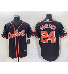 Men's Detroit Tigers #24 Miguel Cabrera Black With Patch Cool Base Stitched Baseball Jersey