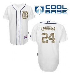 Men's Majestic Detroit Tigers #24 Miguel Cabrera Authentic White USMC Cool Base MLB Jersey