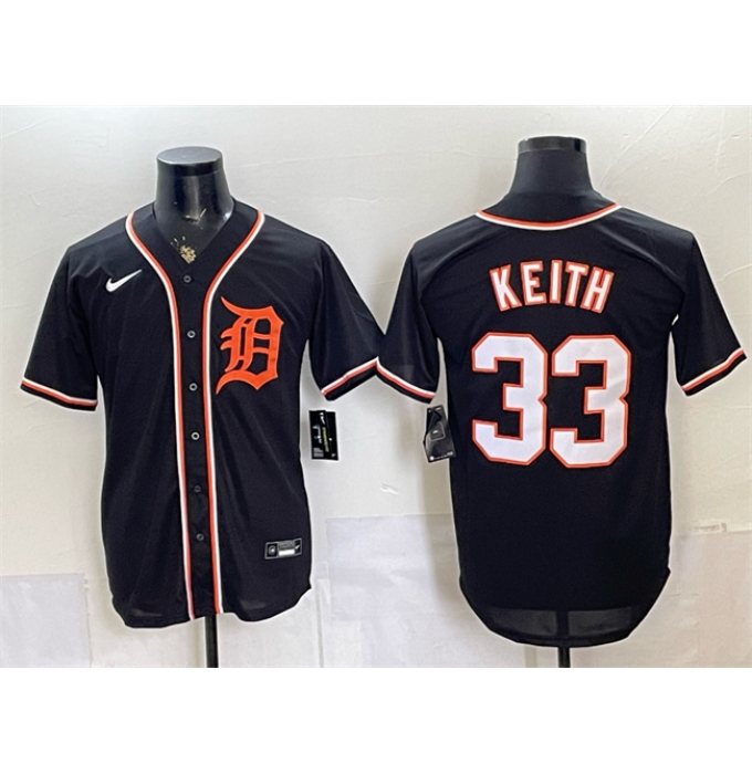 Men's Detroit Tigers #33 Colt Keith 2026 Fashion Replica Black Out Stitched Baseball Jersey