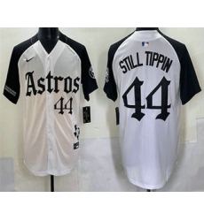 Men's Houston Astros #44 Still Tippin White Black Gothic Houston Born Barrio Raised Limited Stitched Baseball Jersey