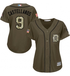 Women's Majestic Detroit Tigers #9 Nick Castellanos Replica Green Salute to Service MLB Jersey