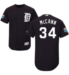 Men's Majestic Detroit Tigers #34 James McCann Navy Blue Alternate Flex Base Authentic Collection MLB Jersey