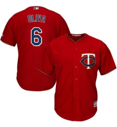 Men's Majestic Minnesota Twins #6 Tony Oliva Replica Scarlet Alternate Cool Base MLB Jersey