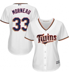 Women's Majestic Minnesota Twins #33 Justin Morneau Replica White Home Cool Base MLB Jersey