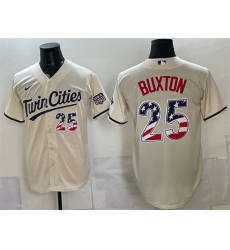 Men's Minnesota Twins #25 Byron Buxton Cream 2026 USA 250 Fourth of July Stitched Baseball Jersey