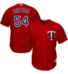 Men's Majestic Minnesota Twins #54 Ervin Santana Replica Scarlet Alternate Cool Base MLB Jersey