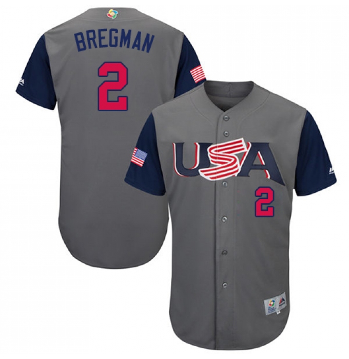 Youth USA Baseball Majestic #2 Alex Bregman Gray 2017 World Baseball Classic Authentic Team Jersey