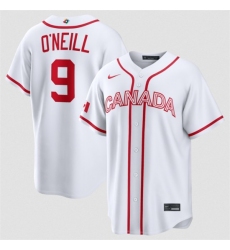 Men's Canada Baseball #9 Tyler O'Neill White 2026 World Baseball Classic Home Stadium Stitched Jersey