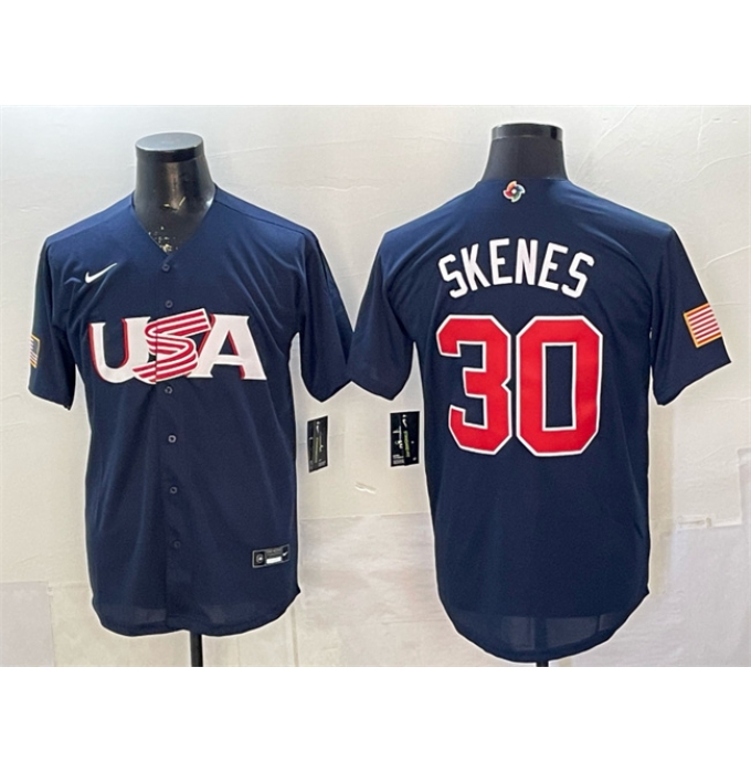 Men's USA Baseball #30 Paul Skenes Navy World Baseball Classic Stitched Jersey