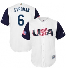 Men's USA Baseball Majestic #6 Marcus Stroman White 2017 World Baseball Classic Replica Team Jersey