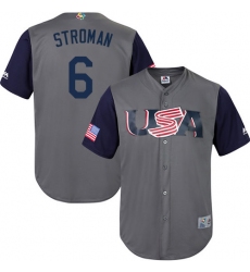 Youth USA Baseball Majestic #6 Marcus Stroman Gray 2017 World Baseball Classic Replica Team Jersey