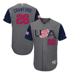 Youth USA Baseball Majestic #26 Brandon Crawford Gray 2017 World Baseball Classic Authentic Team Jersey