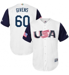 Youth USA Baseball Majestic #60 Mychal Givens White 2017 World Baseball Classic Replica Team Jersey