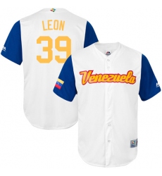 Men's Venezuela Baseball Majestic #39 Arcenio Leon White 2017 World Baseball Classic Replica Team Jersey