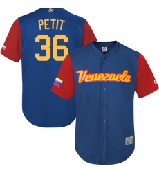 Men's Venezuela Baseball Majestic #36 Yusmeiro Petit Royal Blue 2017 World Baseball Classic Replica Team Jersey