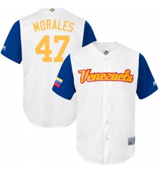 Men's Venezuela Baseball Majestic #47 Franklin Morales White 2017 World Baseball Classic Replica Team Jersey