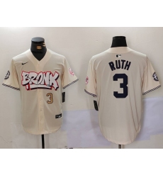 Men's New York Yankees #3 Babe Ruth Cream Limited Stitched Baseball Jerseys