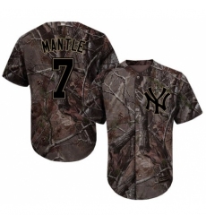 Men's Majestic New York Yankees #7 Mickey Mantle Authentic Camo Realtree Collection Flex Base MLB Jersey