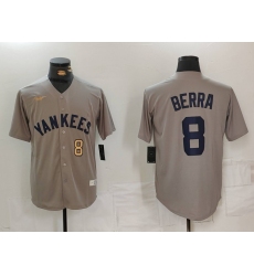 Men's New York Yankees #8 Yogi Berra Grey Throwback Stitched Cool Base Nike Jerseys