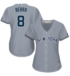 Women's Majestic New York Yankees #8 Yogi Berra Replica Grey Road MLB Jersey
